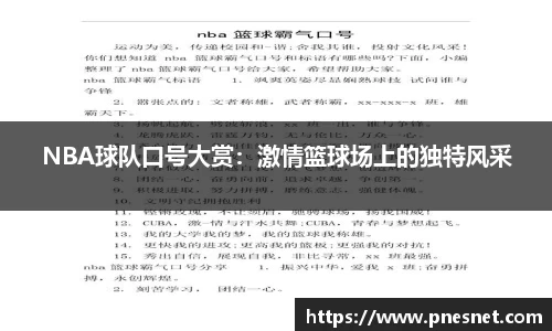 NBA球队口号大赏：激情篮球场上的独特风采